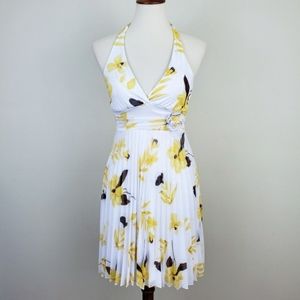 Speechless Floral Pleated Halter Dress